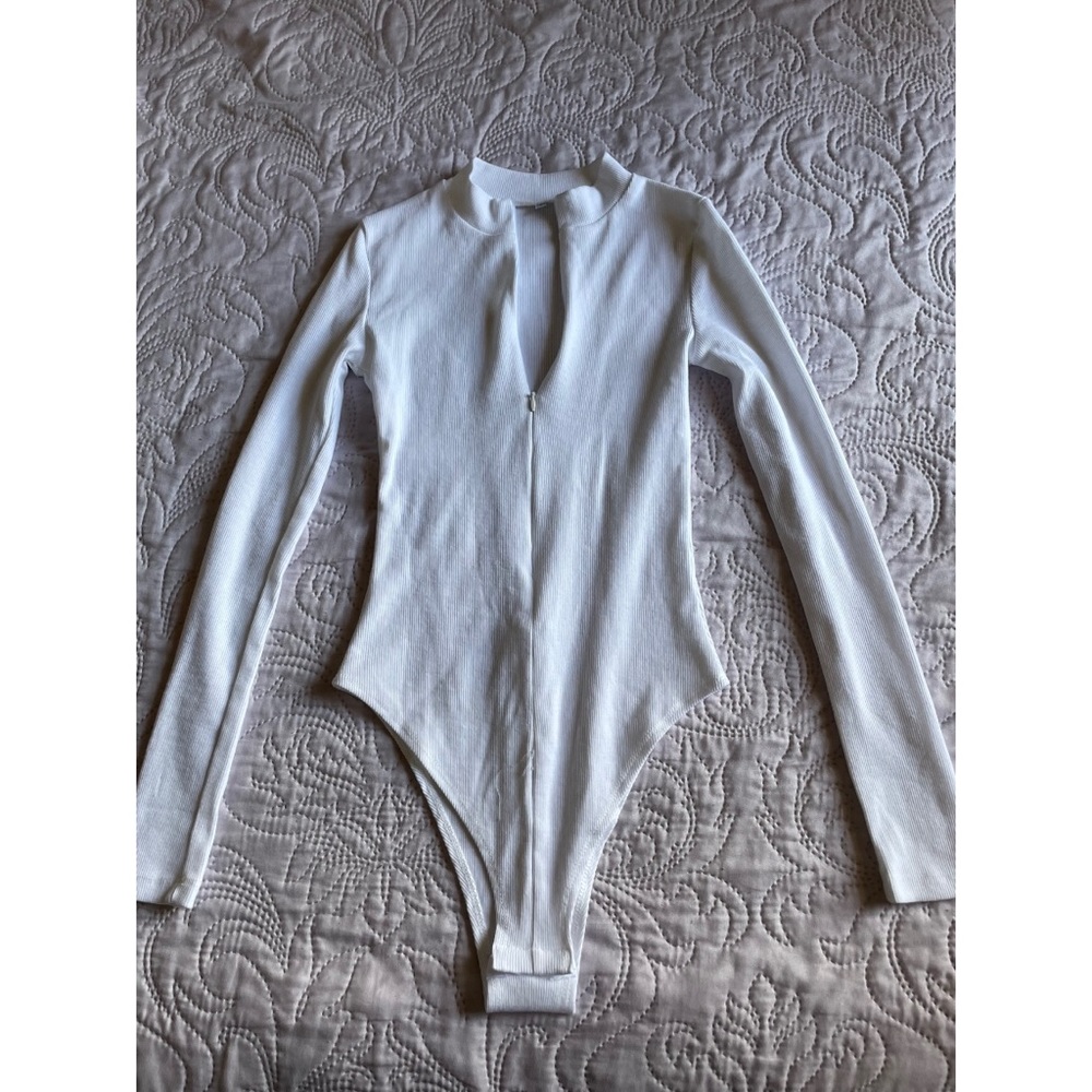 Zip Up White Body Suit